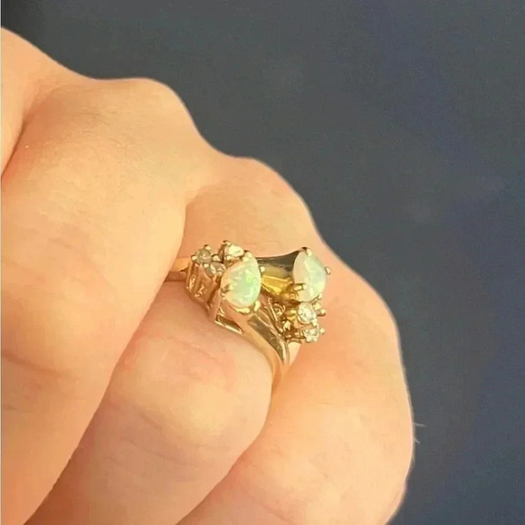 Vintage 14k gold SKAL opal ring with diamonds - Picture 1 of 5